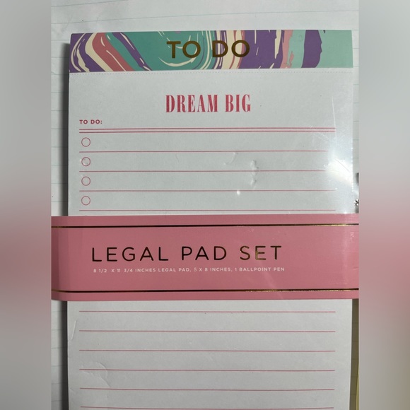 James Burke Collection Legal Pad Set To Do Dream Big Notepad Ballpoint Gold Pen - Picture 3 of 7